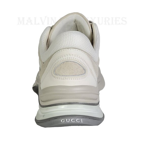 GUCCI SNEAKERS RUN WHITE SUEDE LEATHER INTERLOCKING G LOGO SHOES sz 40.5 10.5 - Picture 6 of 16
